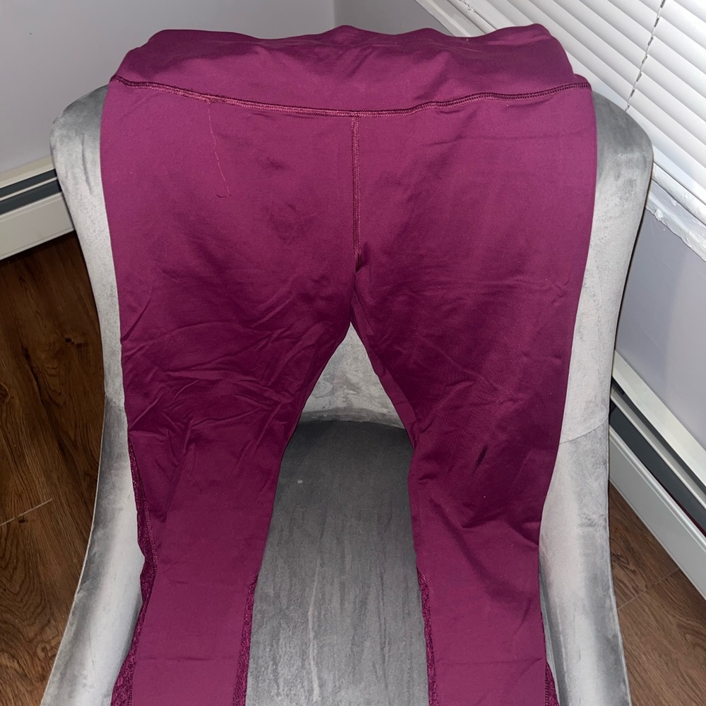 Burgundy lace active leggings